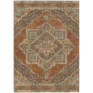 HomeRoots 8 X 10 Oriental Polyester Area Rug Stain Resistant Washable for Patio or Living Room 737336