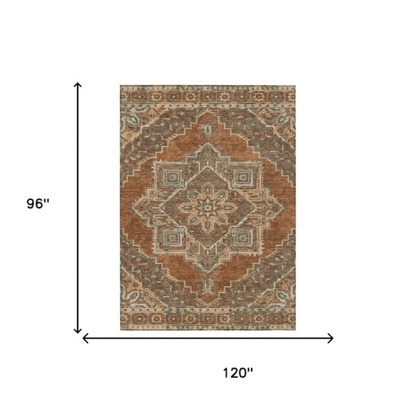 8 X 10 Oriental Polyester Area Rug Stain Resistant Washable for Patio or Living Room