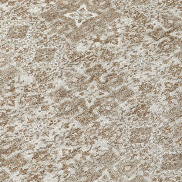 5x8 Beige Khaki Oriental Polyester Area Rug Washable for Indoor Outdoor Use