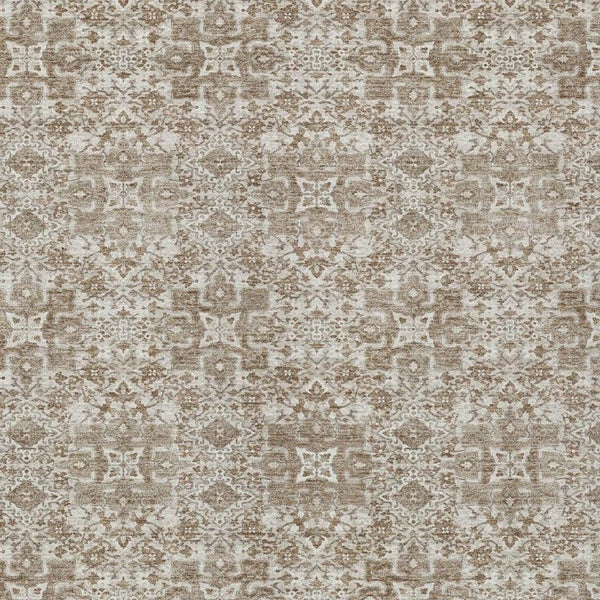 8x10 Beige Khaki Oriental Polyester Area Rug Stain Resistant Indoor Outdoor Use