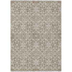 HomeRoots 10 X 14 Beige Khaki Oriental Polyester Area Rug Stain Resistant for Patio Living 737350
