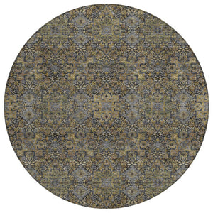 HomeRoots 8 Foot Round Oriental Polyester Area Rug Washable Indoor Outdoor Pet Friendly 737353