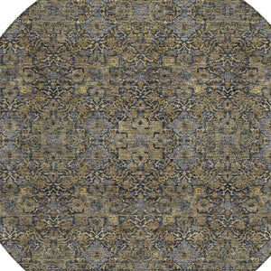 8 Foot Round Oriental Polyester Area Rug Washable Indoor Outdoor Pet Friendly