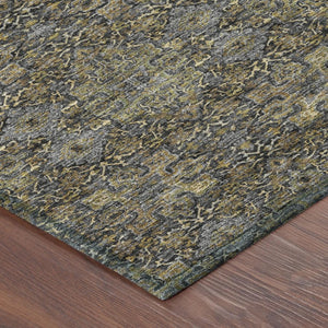8 Foot Round Oriental Polyester Area Rug Washable Indoor Outdoor Pet Friendly