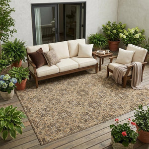 5x8 Oriental Polyester Area Rug Stain Resistant for Indoor Outdoor Patio Use
