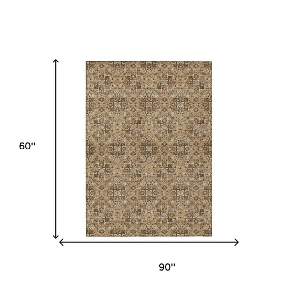 5x8 Oriental Polyester Area Rug Stain Resistant for Indoor Outdoor Patio Use