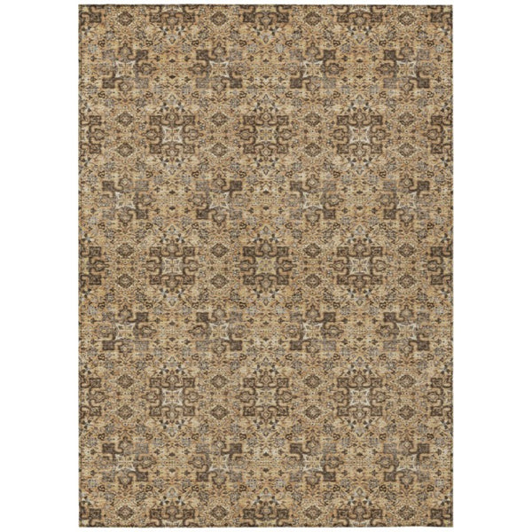 HomeRoots 10 X 14 Oriental Polyester Area Rug Washable Indoor Outdoor Stain Resistant Patio 737368