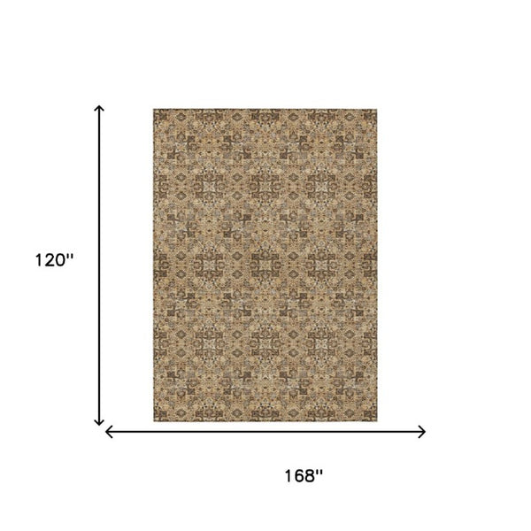 10 X 14 Oriental Polyester Area Rug Washable Indoor Outdoor Stain Resistant Patio