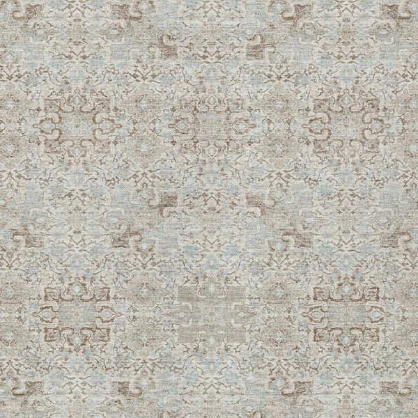 8 Ft X 10 Ft Ivory Gray Oriental Polyester Area Rug Stain Resistant Indoor Outdoor