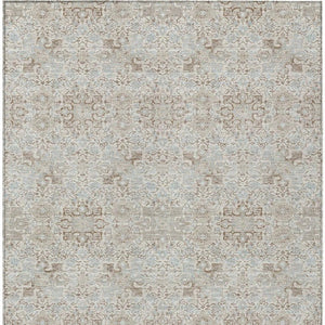 8 Ft X 10 Ft Ivory Gray Oriental Polyester Area Rug Stain Resistant Indoor Outdoor