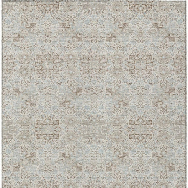 8 Ft X 10 Ft Ivory Gray Oriental Polyester Area Rug Stain Resistant Indoor Outdoor
