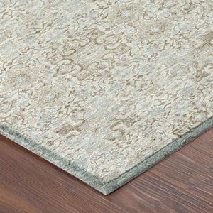 8 Ft X 10 Ft Ivory Gray Oriental Polyester Area Rug Stain Resistant Indoor Outdoor