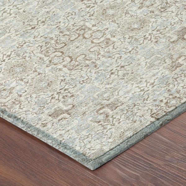 8 Ft X 10 Ft Ivory Gray Oriental Polyester Area Rug Stain Resistant Indoor Outdoor