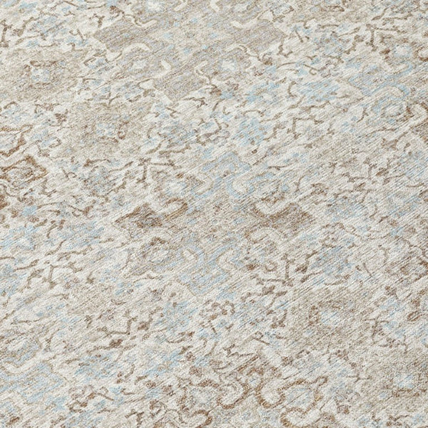 8 Ft X 10 Ft Ivory Gray Oriental Polyester Area Rug Stain Resistant Indoor Outdoor