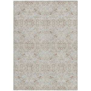9x12 Ivory Gray Oriental Polyester Area Rug Stain Resistant Indoor Outdoor Use