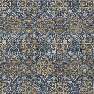 9x12 Navy Silver Oriental Polyester Area Rug Washable Stain Resistant Indoor Outdoor
