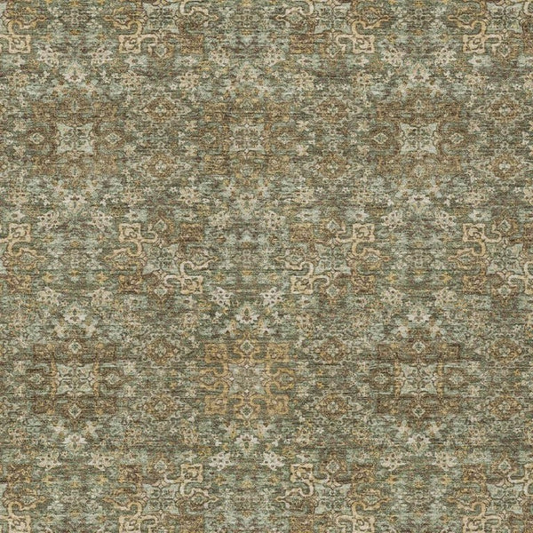 5 X 8 Olive Ivory Oriental Polyester Area Rug Washable for Indoor Outdoor Use