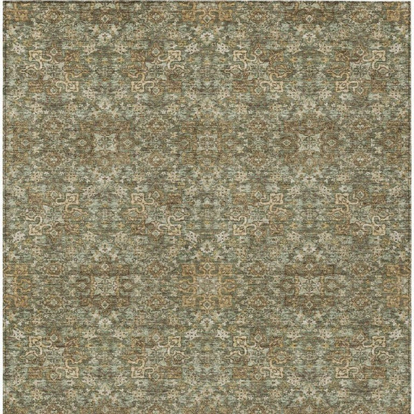 8x10 Oriental Polyester Area Rug Washable Indoor Outdoor Ivory Olive Patio