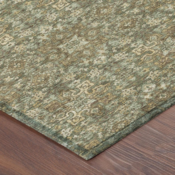 8x10 Oriental Polyester Area Rug Washable Indoor Outdoor Ivory Olive Patio