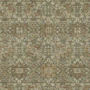 9x12 Oriental Polyester Area Rug Washable Stain Resistant Indoor Outdoor Olive Ivory