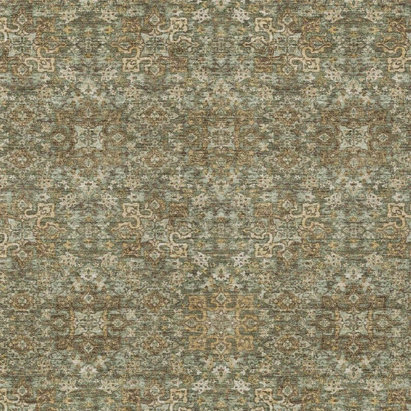 9x12 Oriental Polyester Area Rug Washable Stain Resistant Indoor Outdoor Olive Ivory