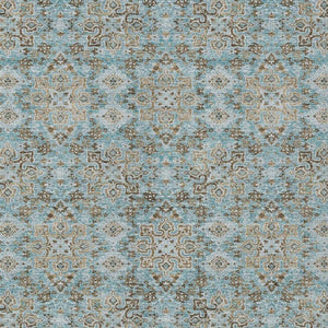 5x8 Teal Oriental Polyester Area Rug Washable Stain Resistant Indoor Outdoor Use