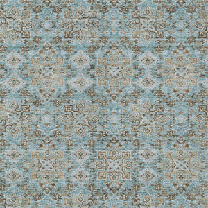 9 X 12 Teal Oriental Polyester Area Rug Washable Stain Resistant Indoor Outdoor