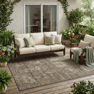 5x8 Floral Polyester Area Rug Washable Stain Resistant Indoor Outdoor Patio