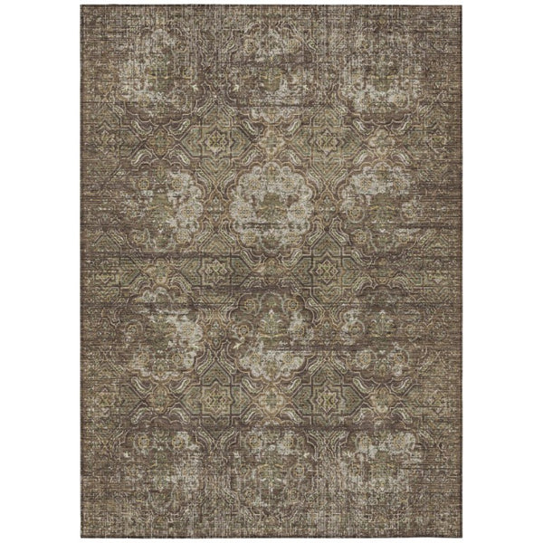 HomeRoots 5x8 Floral Polyester Area Rug Washable Stain Resistant Indoor Outdoor Patio 737412