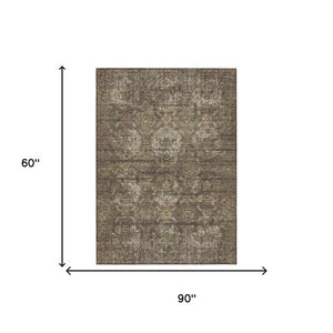 5x8 Floral Polyester Area Rug Washable Stain Resistant Indoor Outdoor Patio