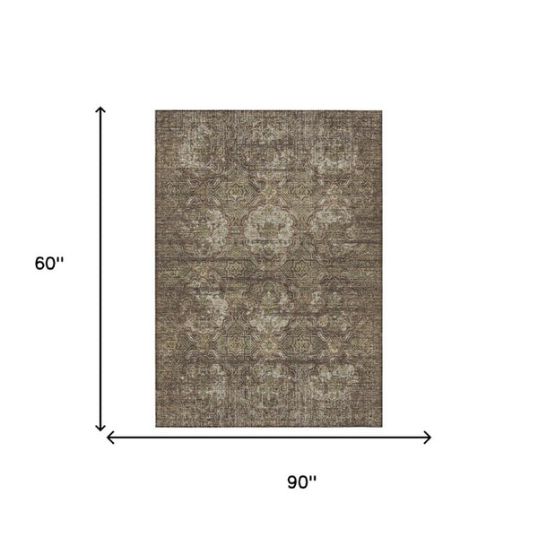5x8 Floral Polyester Area Rug Washable Stain Resistant Indoor Outdoor Patio