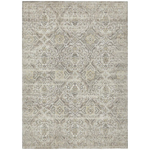 HomeRoots 5x8 Ivory Floral Polyester Area Rug Stain Resistant for Indoor Outdoor Living 737424