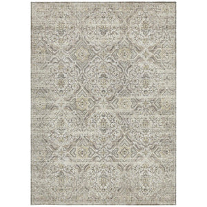 5x8 Ivory Floral Polyester Area Rug Stain Resistant for Indoor Outdoor Living