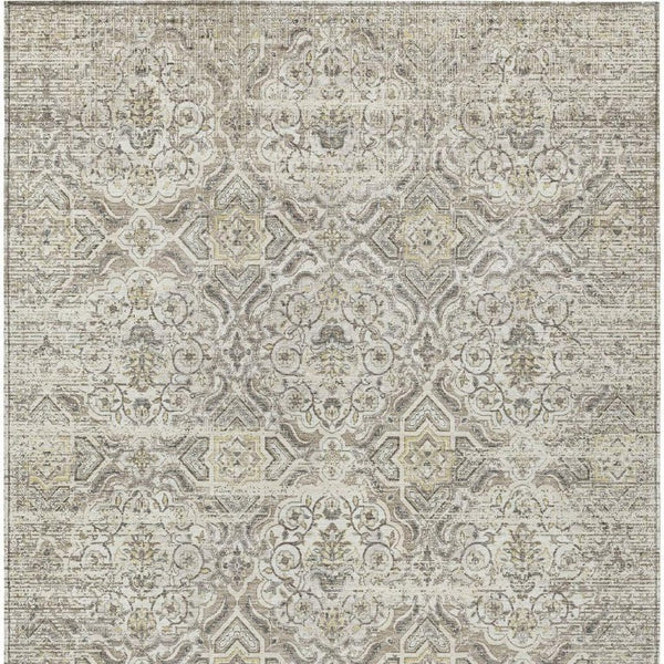 8x10 Ivory Linen Floral Polyester Area Rug Stain Resistant Indoor Outdoor Patio