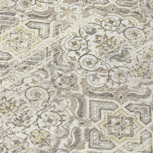 8x10 Ivory Linen Floral Polyester Area Rug Stain Resistant Indoor Outdoor Patio