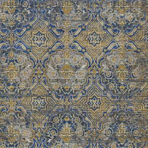 8x10 Floral Polyester Area Rug Washable Stain Resistant Indoor Outdoor Navy Blue