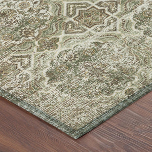 9 X 12 Olive Floral Polyester Area Rug Stain Resistant for Indoor Outdoor Use