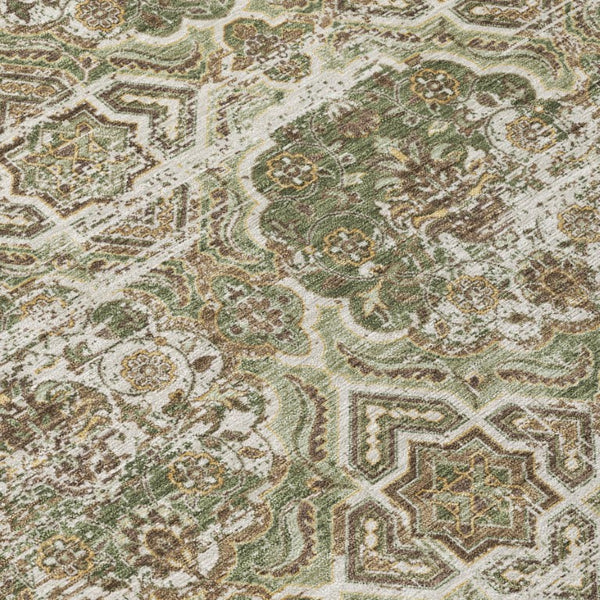 9 X 12 Olive Floral Polyester Area Rug Stain Resistant for Indoor Outdoor Use