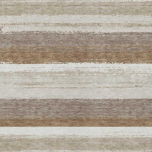 5 X 8 Striped Polyester Area Rug Washable Stain Resistant Indoor Outdoor Beige