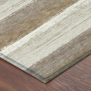 5 X 8 Striped Polyester Area Rug Washable Stain Resistant Indoor Outdoor Beige
