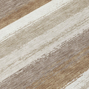 HomeRoots 8 Ft Round Striped Polyester Area Rug Washable Indoor Outdoor Patio and Family Room 737449