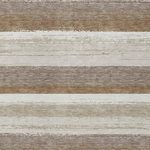 9 X 12 Beige Graphite Stripe Polyester Washable Indoor Outdoor Area Rug