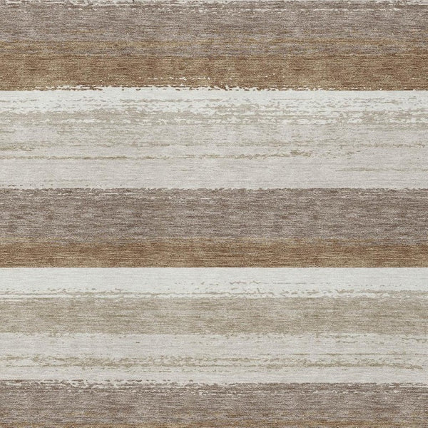 9 X 12 Beige Graphite Stripe Polyester Washable Indoor Outdoor Area Rug