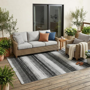 5x8 Striped Washable Polyester Area Rug for Indoor Outdoor Patio Porch Use