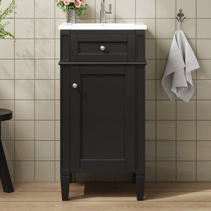 English Elm 16-inch French Style Freestanding Vanity Set with Ceramic Sink and Soft Close Cabinet Black N710P405388B