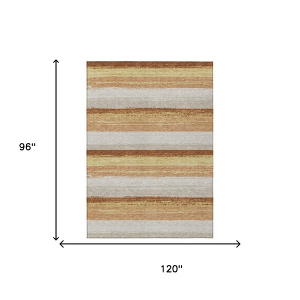 8 X 10 Striped Polyester Indoor Outdoor Area Rug Stain Resistant Washable Design