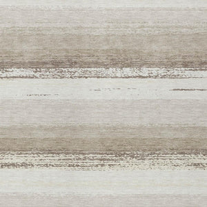 5x8 Ivory Linen Stripe Polyester Area Rug Washable Stain Resistant Indoor Outdoor Use