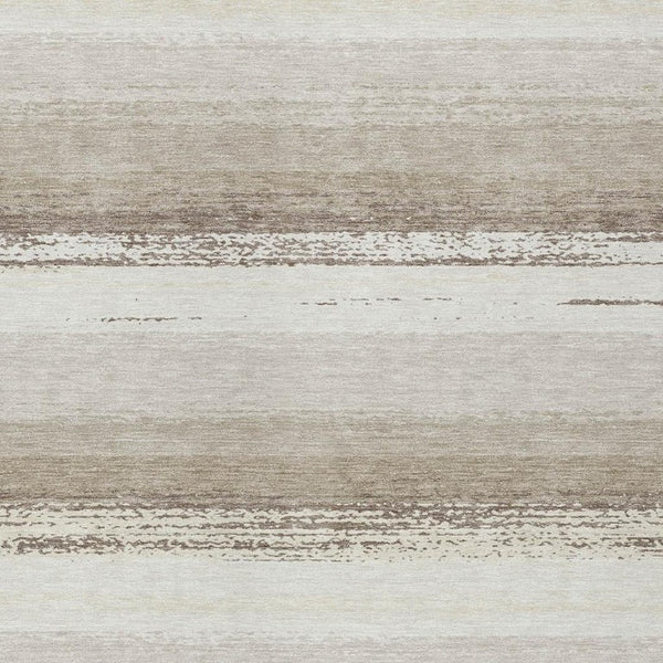 8x10 Ivory Linen Stripe Polyester Area Rug Washable for Patio Porch and Living Room
