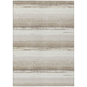 HomeRoots 9 X 12 Ivory Linen Stripe Polyester Area Rug Washable Stain Resistant Patio 737475