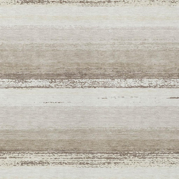 9 X 12 Ivory Linen Stripe Polyester Area Rug Washable Stain Resistant Patio